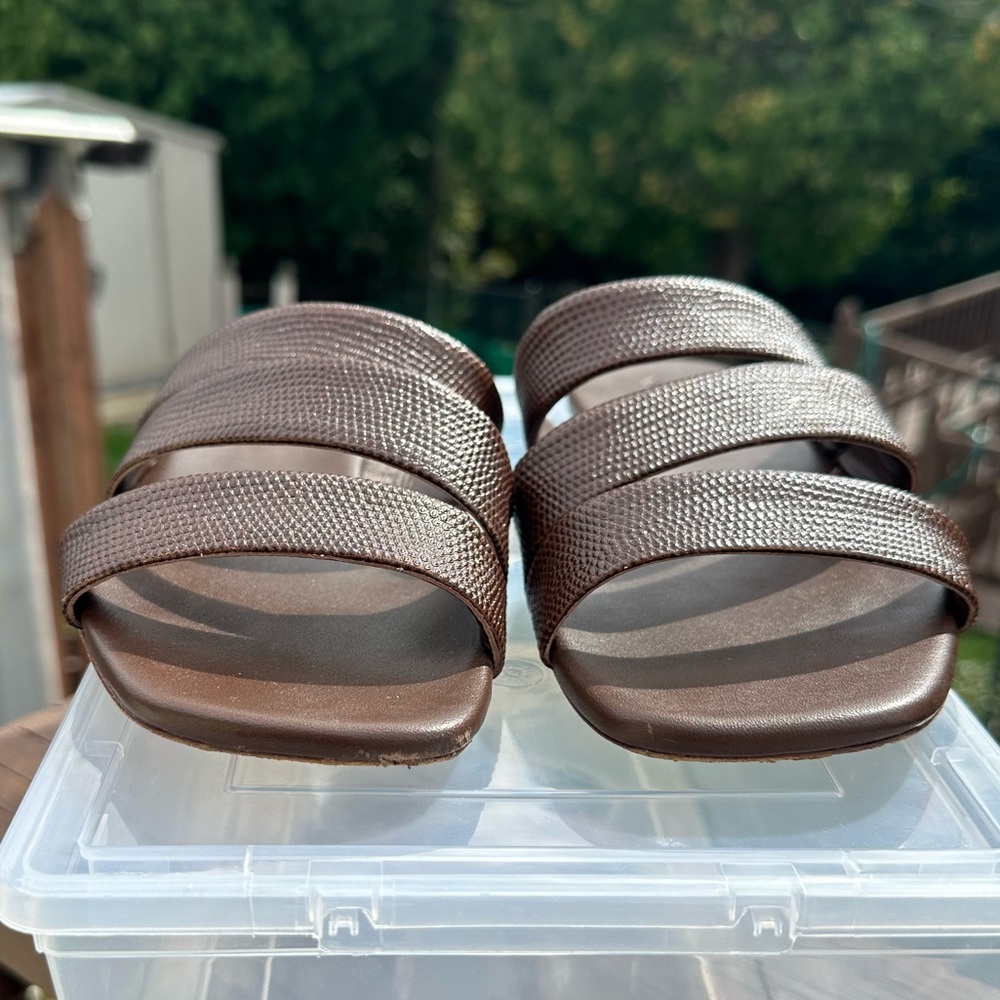Vince Brown Triple-Strap Slide Sandals - Picture 3 of 13